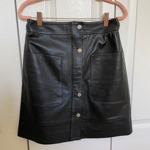 Karen Millen Black Leather Mini Skirt